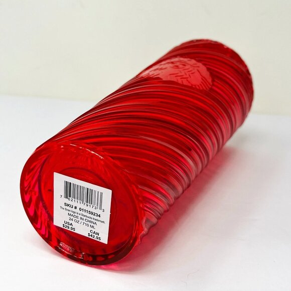 NEW Starbucks Christmas 2024 Red Swirl Stripe Venti Tumbler 24oz Cold Cup Winter - Picture 5 of 6